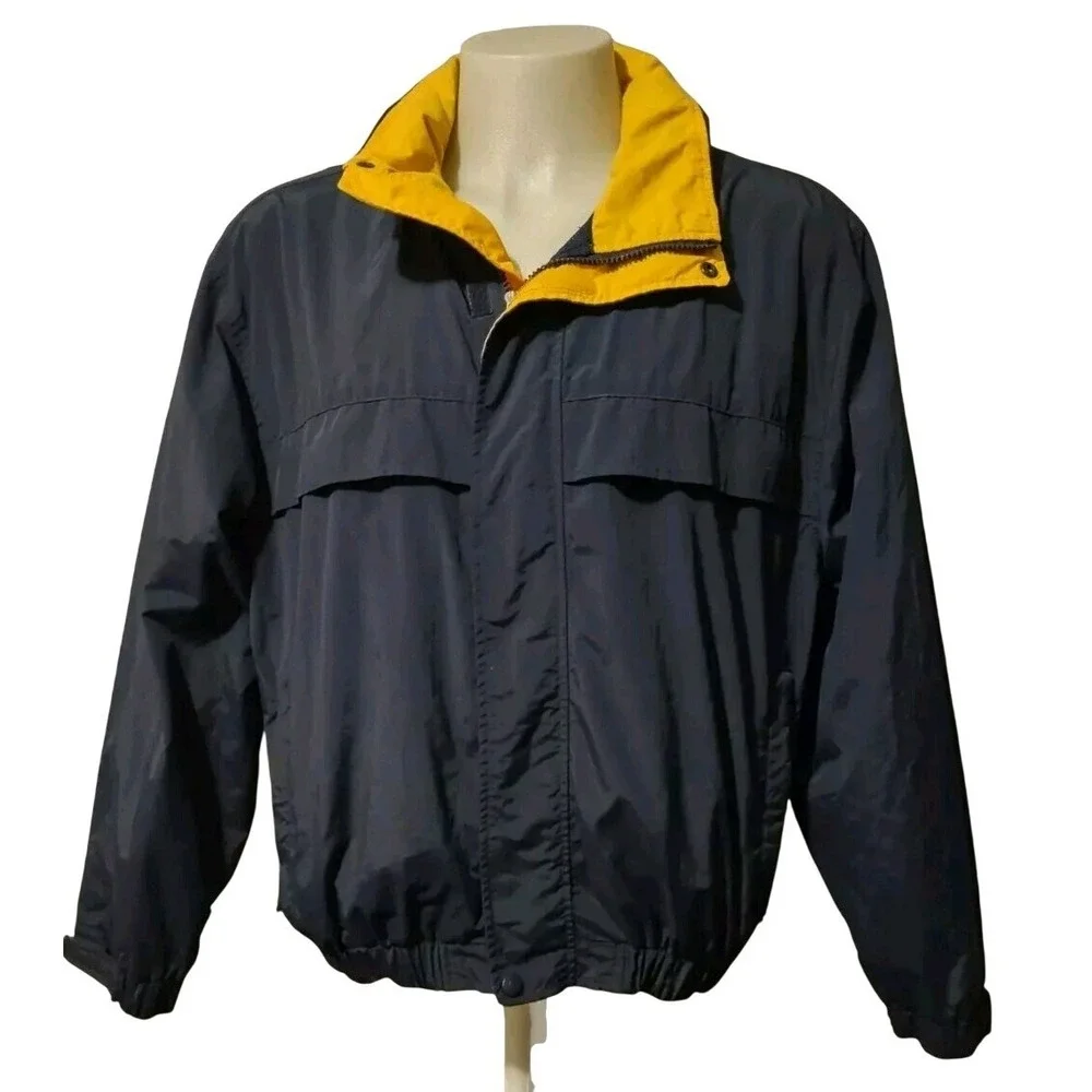 Eddie Bauer Jacket Size M Mens Vintage Gorpcore Navy Blue Yellow Windbreaker Y2K